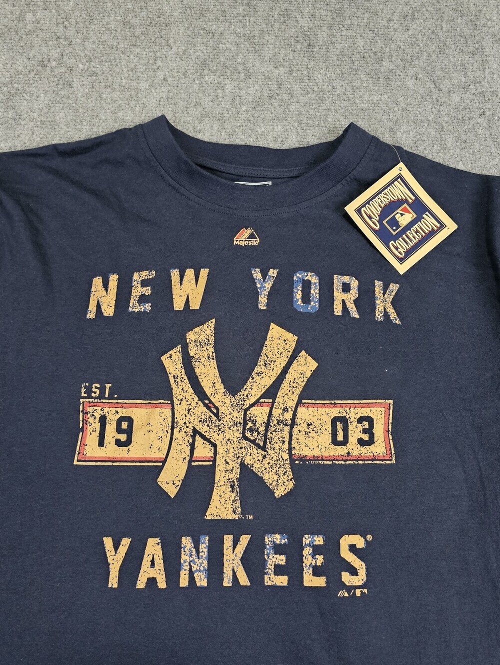 New York Yankees Majestic T Shirt Cooperstown Collection MLB Baseball NWT XLT